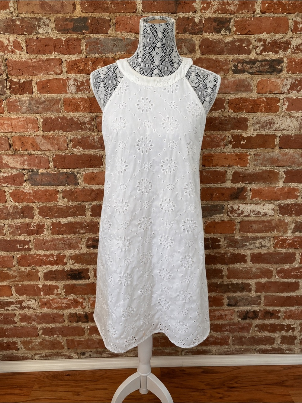 Classic White Eyelet Halter Dress - Women's Summer Dress